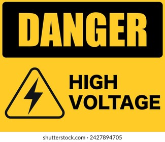 Danger high voltage sign. Danger sign board. stock illustration.