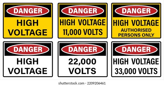 Danger High Voltage Sign, Electric Shock Risk Vector Art Illustration