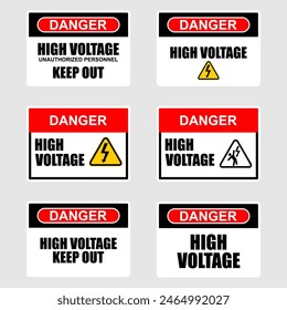 Danger, High Voltage, sign and label vector