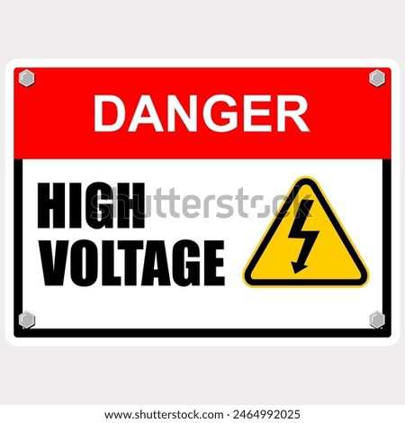 Danger, High Voltage, sign and label vector