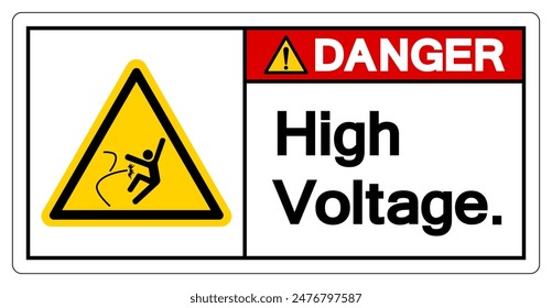 Danger High Voltage Symbol Sign, Vector Illustration, Isolate On White Background Label .EPS10