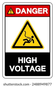 Danger High Voltage Symbol Sign, Vector Illustration, Isolated On White Background Label .EPS10