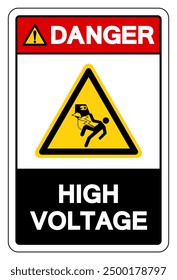 Danger High Voltage Symbol Sign, Vector Illustration, Isolated On White Background Label .EPS10