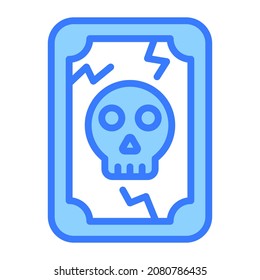 danger, horror card  vector blue outline icon.