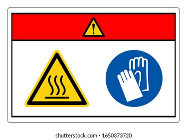 Danger Hot Oven Wear Protective Gloves Symbol Sign, Vector Illustration, Isolate On White Background Label. EPS10