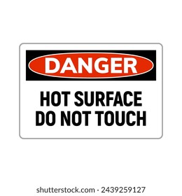 Danger hot surface warning sign. Do not touch hot surface safety hazard risk message sign