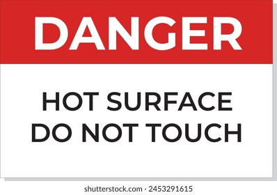 Danger hot surface warning sign. Do not touch hot surface safety hazard risk message sign