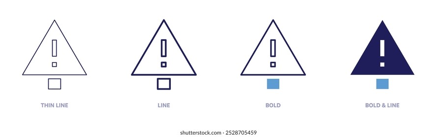 Danger icon in 4 different styles. Thin Line, Line, Bold, and Bold Line. Duotone style. Editable stroke.