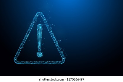 Danger icon and caution sign form lines, triangles and particle style design. Illustration vector