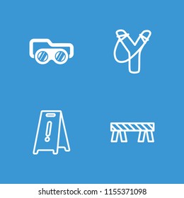 Danger icon. collection of 4 danger filled and outline icons such as wet floor, barrier, sligshot. editable danger icons for web and mobile.