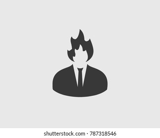 Danger Icon. Fire symbol with human body.