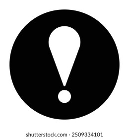 Danger icon. Flat design black round warning on white background. Round of caution mark or hazardous attention logo mark exclamation mark icon. Vector illustration.Eps 10