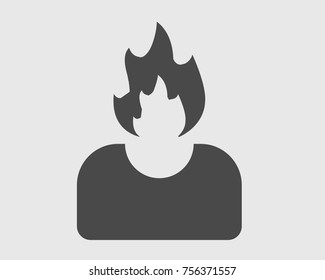 Danger Icon .Man with Flame headed.