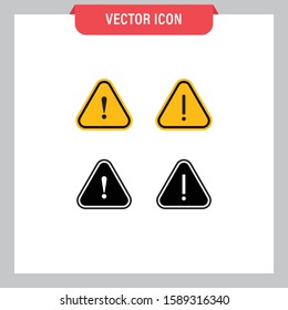 Danger icon set, attention symbol vector. Triangle sign with exclamation mark collection.