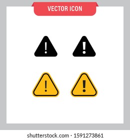 Danger icon set, attention symbol vector. Triangle sign with exclamation mark collection.