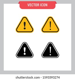 Danger icon set, attention symbol vector. Triangle sign with exclamation mark collection.