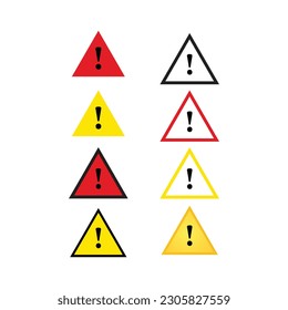 Icono de peligro establecido en diseño plano de moda.