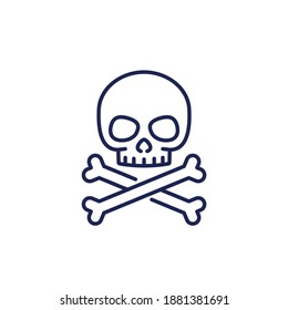 danger icon, skull and bones line vector