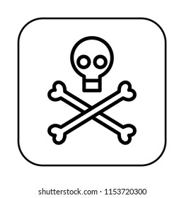 Danger Icon. Skull and Crossbones. Warning sign concept. Editable stroke flat icons. Simple thin line art logo. Web app button. Vector illustration. 