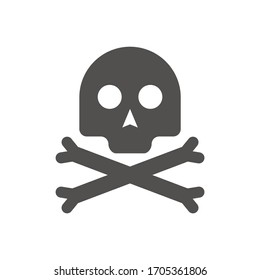 Danger icon.  A skull with two bones. Simple vector icon.