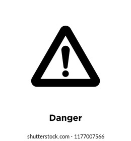 Danger icon vector isolated on white background, logo concept of Danger sign on transparent background, filled black symbol