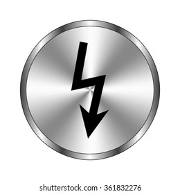 Danger icon - vector icon;  metal button