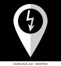 Danger icon - white vector icon;  map pointer