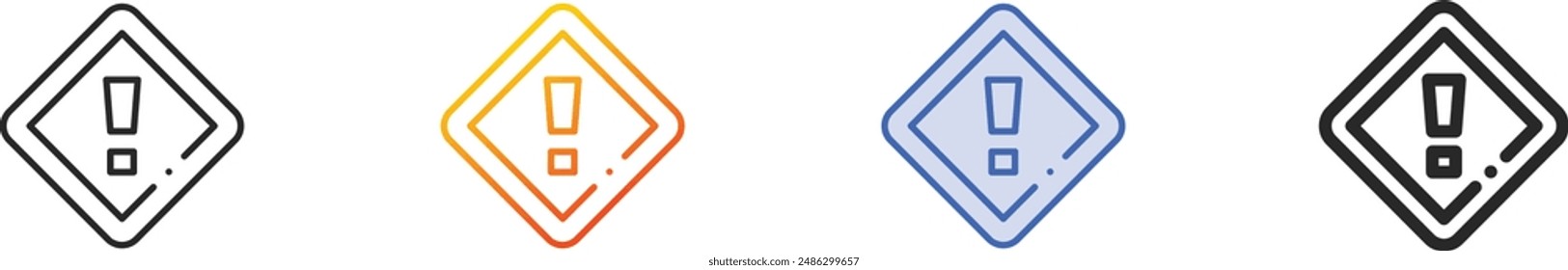 danger icon.Thin Linear, Gradient, Blue Stroke and bold Style Design Isolated On White Background