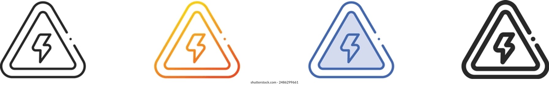 danger icon.Thin Linear, Gradient, Blue Stroke and bold Style Design Isolated On White Background