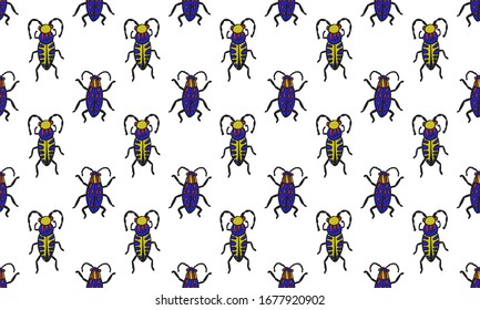 Danger Insect vector seamless pattern. Web sign kit of bugs. Beetle pictogram collection. Simple danger insect cartoon colorful icon symbol isolated on white.