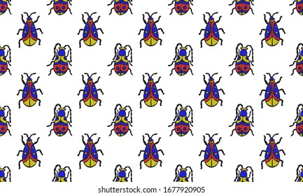 Danger Insect vector seamless pattern. Web sign kit of bugs. Beetle pictogram collection. Simple danger insect cartoon colorful icon symbol isolated on white.
