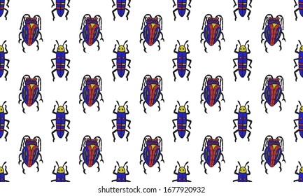 Danger Insect vector seamless pattern. Web sign kit of bugs. Beetle pictogram collection. Simple danger insect cartoon colorful icon symbol isolated on white.