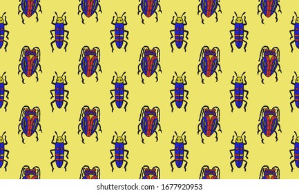 Danger Insect vector seamless pattern. Web sign kit of bugs. Beetle pictogram collection. Simple danger insect cartoon colorful icon symbol isolated on white.