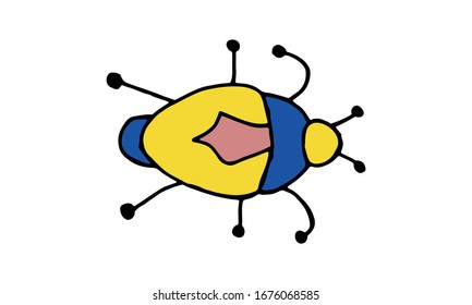 Danger Insect vector set. Web sign kit of bugs. Beetle pictogram collection. Simple danger insect cartoon colorful icon symbol isolated on white.