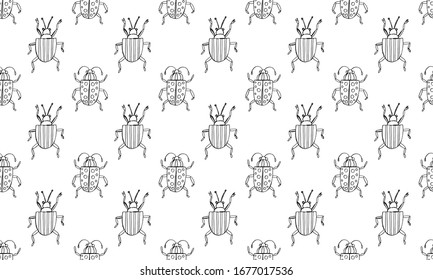 Danger Insect vector set. Web sign kit of line bugs. Beetle seamless pattern. Simple danger insect cartoon