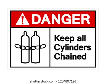 Danger Keep All Cylinders Chained Symbol Sign ,Vector Illustration, Isolate On White Background Label .EPS10