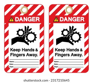 Danger Keep Hands  Fingers Away Tag Label Symbol Sign, Vector Illustration, Isolate On White Background. EPS10