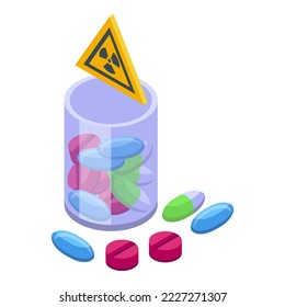 Danger lab pills icon isometric vector. Laboratory research. Medicine science