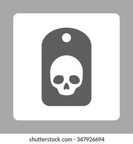 Danger Label vector icon. Style is flat rounded square button, dark gray and white colors, silver background.