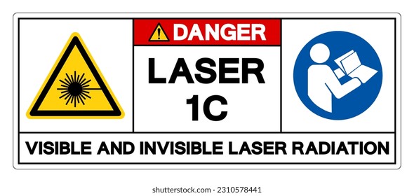 Danger Laser 1C Visible And Invisible Laser Radiation Symbol Sign ,Vector Illustration, Isolate On White Background Label. EPS10