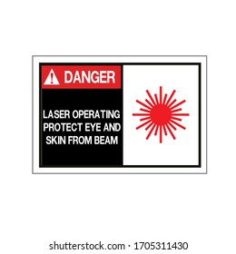 Láser de peligro Proteger los ojos y la piel del símbolo de haz,Ilustración vectorial, Aislada en la etiqueta de fondo blanco.