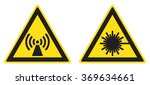 Danger laser radiation, attention electromagnetic field signs (eps 10)