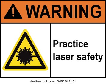 Danger laser wear eye protection symbol sign. Caution eye protection required symbol sign.