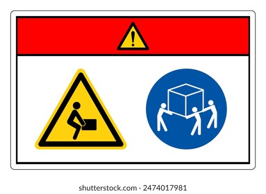 Danger Lift Hazard Use Three Person Lift Symbol Sign, Vector Illustration, Isolate On White Background Label. EPS10