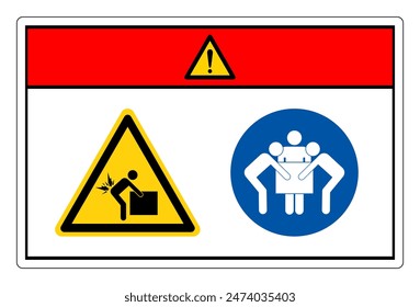 Danger Lift Hazard Use Three Person Lift Symbol Sign,Vector Illustration, Isolated On White Background Label. EPS10