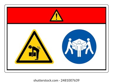 Danger Lift Hazard Use Three Person Lift Symbol Sign,Vector Illustration, Isolated On White Background Label. EPS10