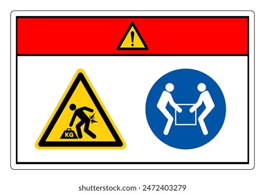 Danger Lift Hazard Use Two Person Lift Symbol Sign, Vector Illustration, Isolate On White Background Label. EPS10