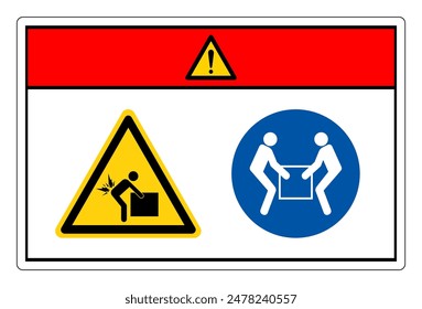 Danger Lift Hazard Use Two Person Lift Symbol Sign, Vector Illustration, Isolate On White Background Label. EPS10