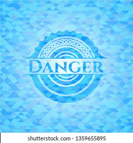 Danger light blue mosaic emblem