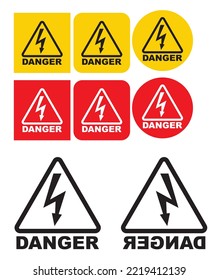 danger with lightning bolt warning sign can be use for sticker attachment for danger eletric area transformer power station bundle package vector eps.